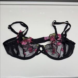 Adore Me Elegant Black and Pink Lace Bra